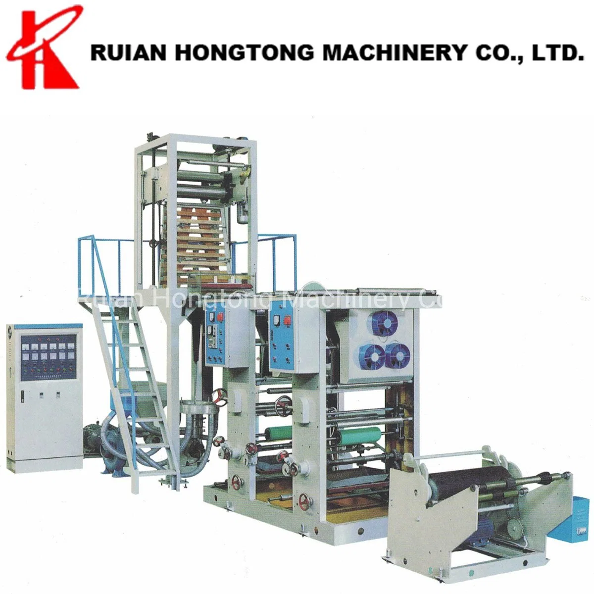 High Speed Single 1 Screw Rotary Die Head Film Blowing Machine Set with 1 2 Color Gravure Printing Press Machine Unit on-Line Connecting