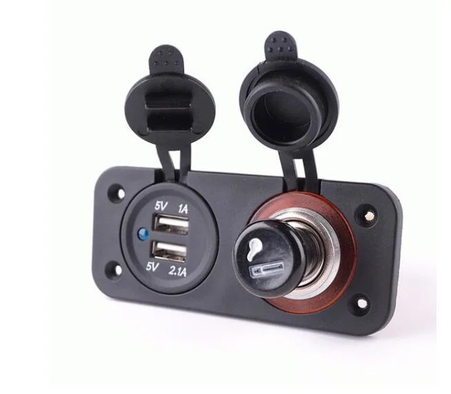 12-24V Power Socket Splitter with Dual USB Charger Power Adapter