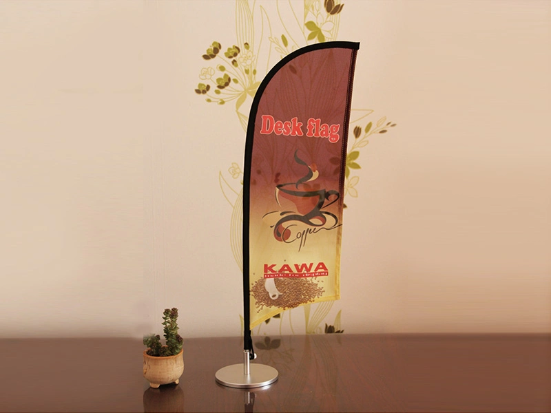 Mini Indoor Outdoor Use Hot Sale Teardrop Desktop Table Flag for Advertising