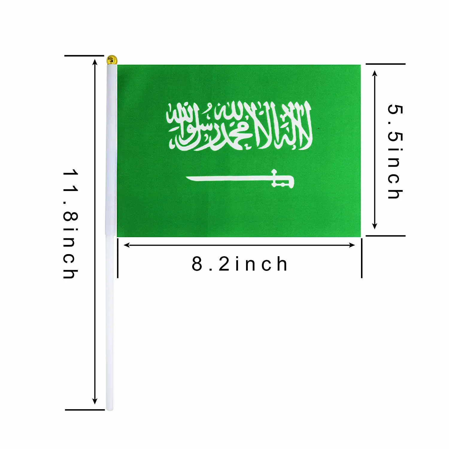 Eco-Friendly Printed Polyester Saudi Arabia Plastic Pole Hand Waving Flag