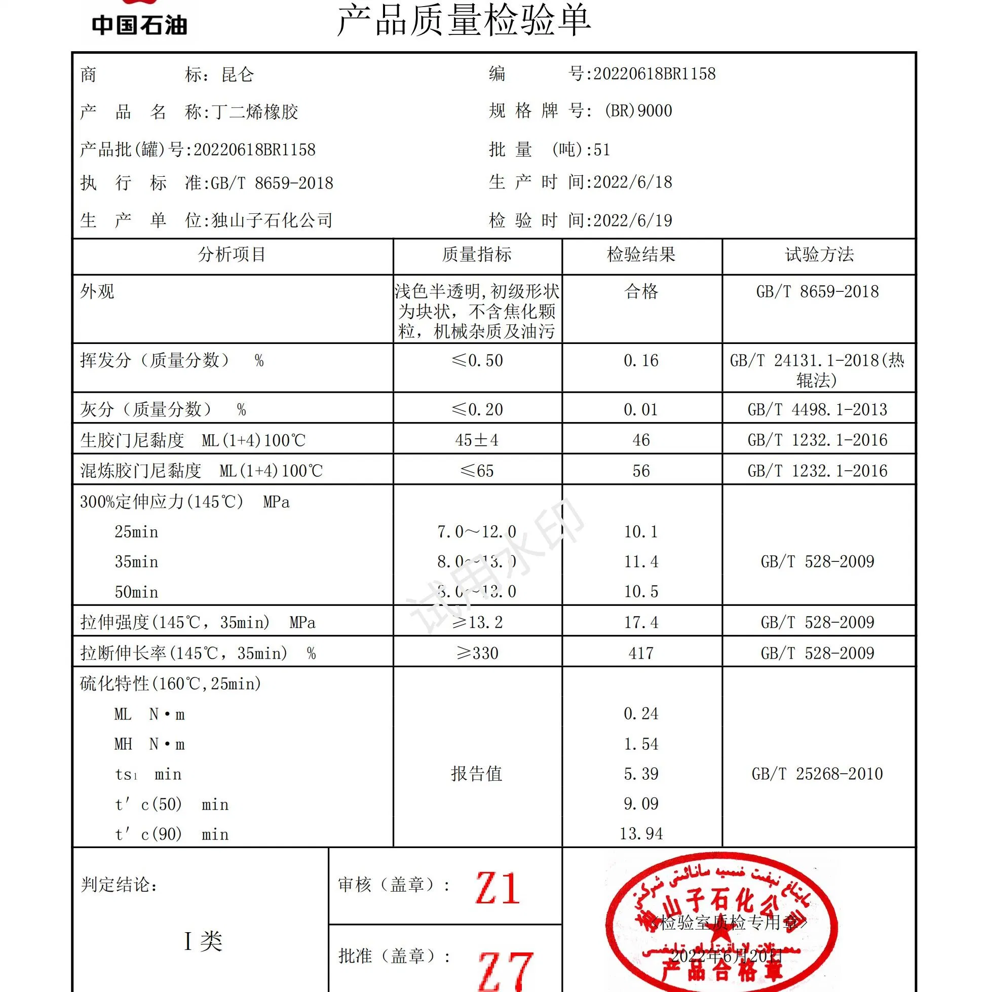 Petrochemical Plant-Dushanzi Butadiene Rubber, Nicked Catalyst, Br9000