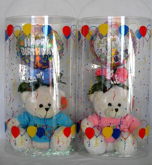 Plastic PVC cylinder box for christmas gift decoration