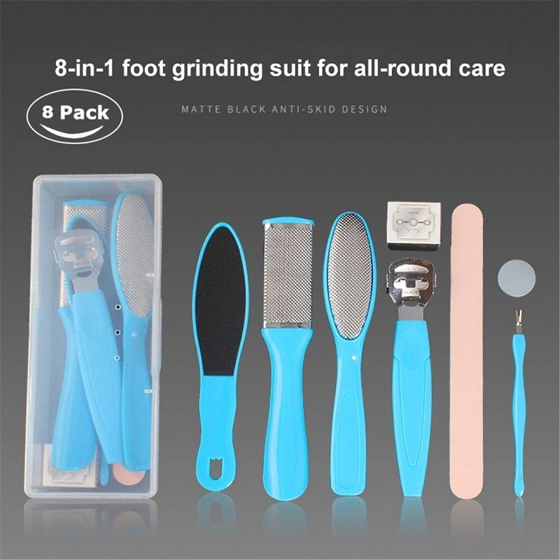 Professional Foot Exfoliate File Dead Skin Remover Pedicure Tools 8 in 1 Stainless Steel Foot Care Kit Set