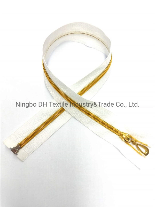 No. 5 Nylon Zipper Open-End with Gold Teeth for Garments/Bags From Original Factory