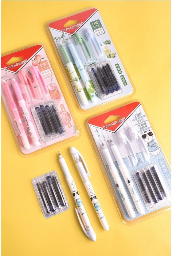 Stationery Snowhite Cartridge Rollerball Pen, Fine Writing 0.5mm, Refillable, Plastic Roller Ball Gel Ink Pen, Smooth Writing, Black Ink Cartridge