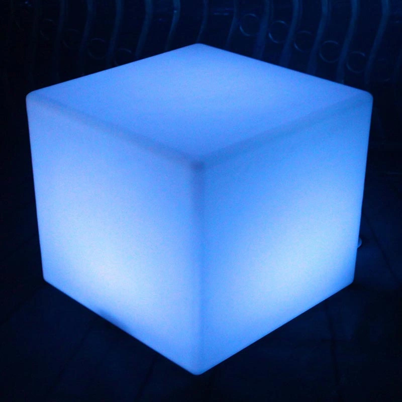 LED Plastic Outdoor Cube Chairs Modern Patio Table and Chairs Set