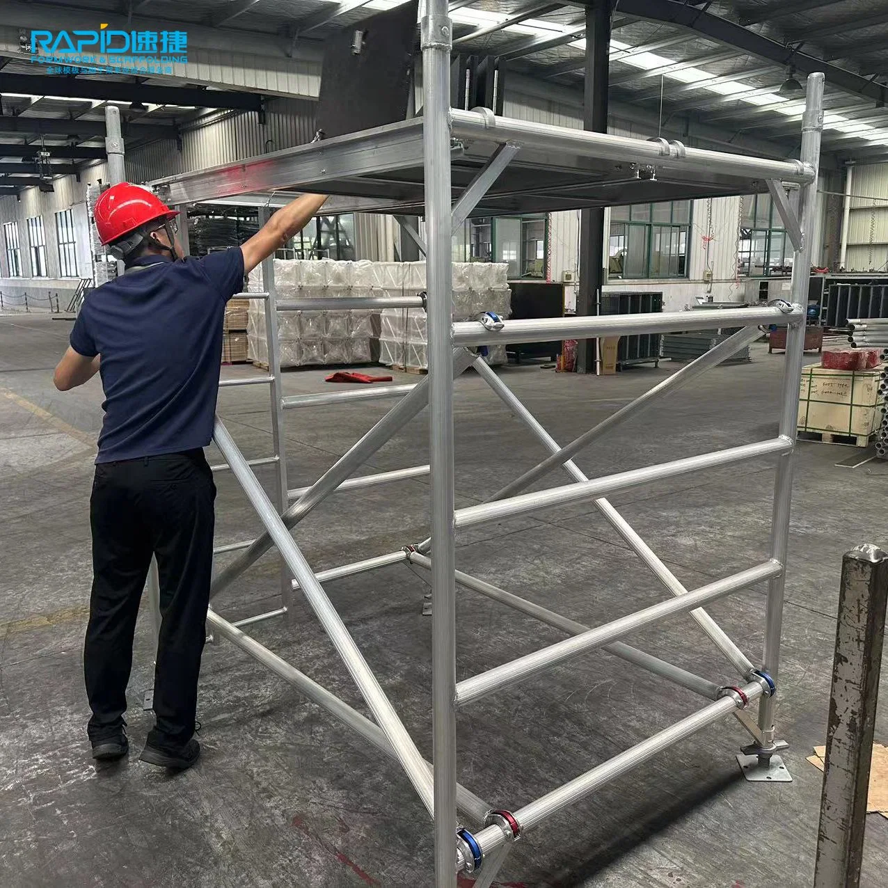 Scaffolding All Aluminum Mobile Tower with Wheels 2-12m Multipurpose Aluminum Scaffold Tower Platform 6061-T6 Single Double Width Alu Mobile Scaffold Tower