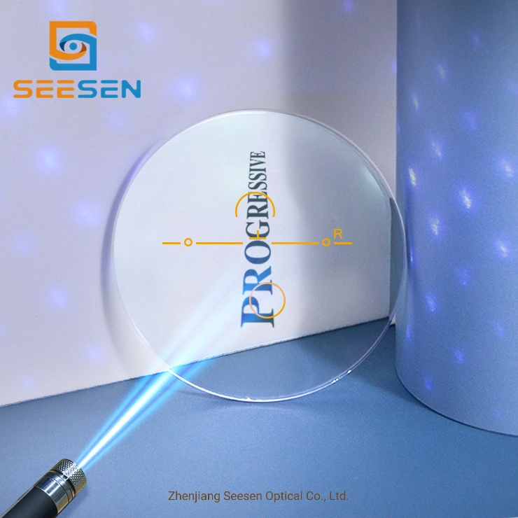 Óptica lente de vidrio Fabricantes Rendimiento de alta calidad/alto costo 1,56 UV420 Corte Azul Lentes oftálmicas progresivas HMC