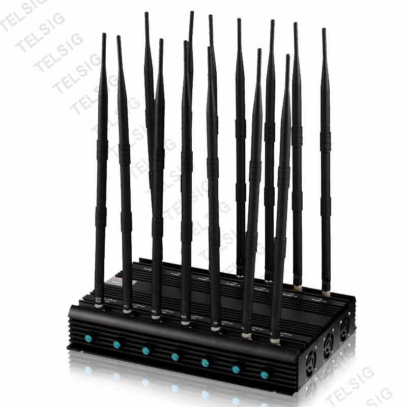 (TX-H14K) 40W High Power Cell Phone Desktop Signal Jammer with 14 Antennas, Wireless Signal Jammer for GPS / WiFi /2.4G/5g