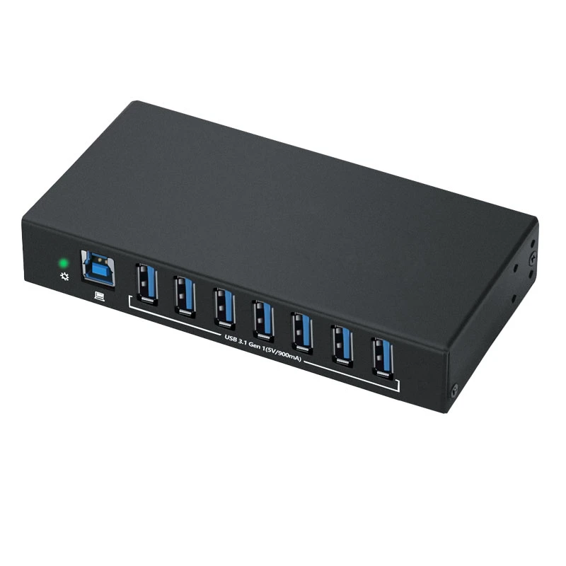 Hub industrial USB3,0 de 7 puertos con carril de protección ESD 15kv Montaje