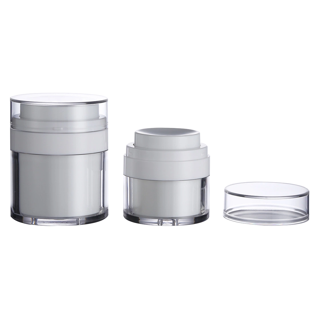 Factory Direct Price Hot Sale Luxury Airless Pump Bottles Reusable 15ml 30ml 50ml ABS PP Vacuum Cream Jar Airless Pump Container for Cosmetic