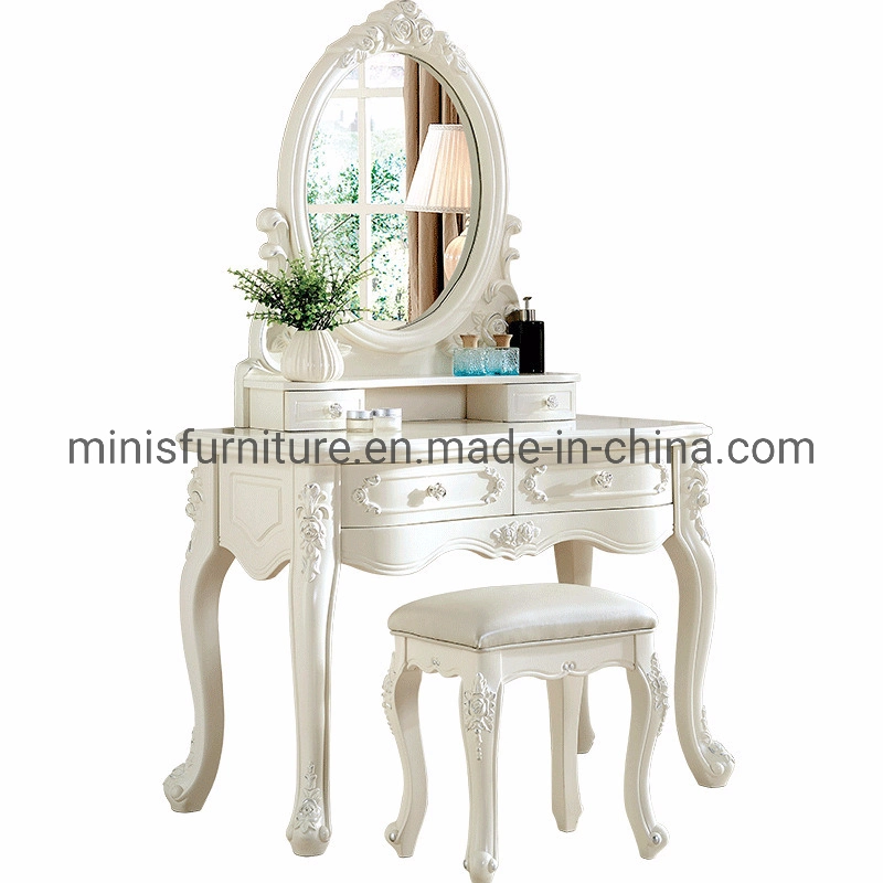 (MN-MDS33) Wood Dressing Table with Stool and Makeup Mirror