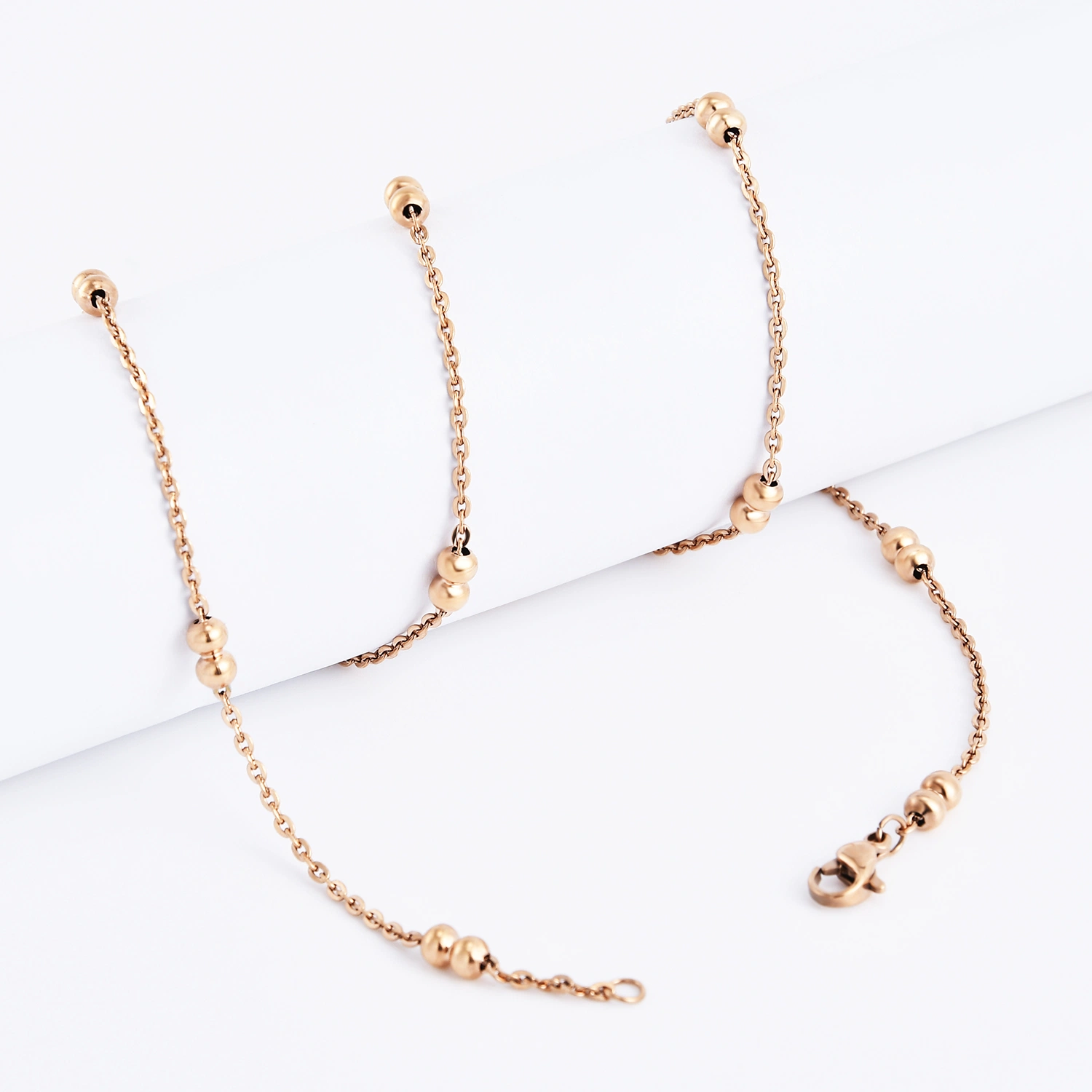 Imitation Gold Plated Rose Gold Stainless Steel Necklace Anklet Bracelet Making Chain Jewelry for Fashion Accessories