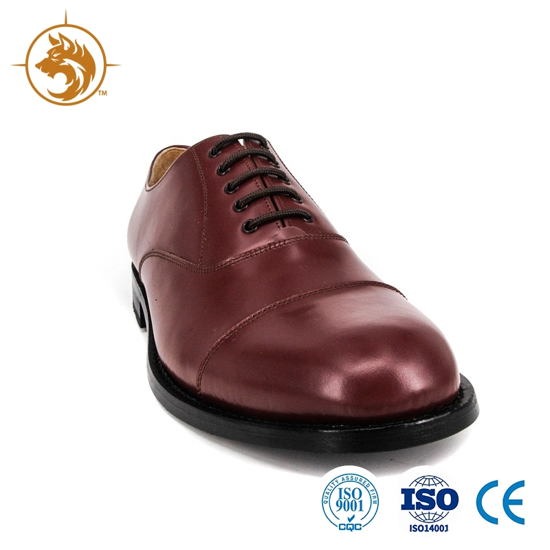 Bottes tactiques militaires pour homme en cuir verni style patrouille, couleur marron.