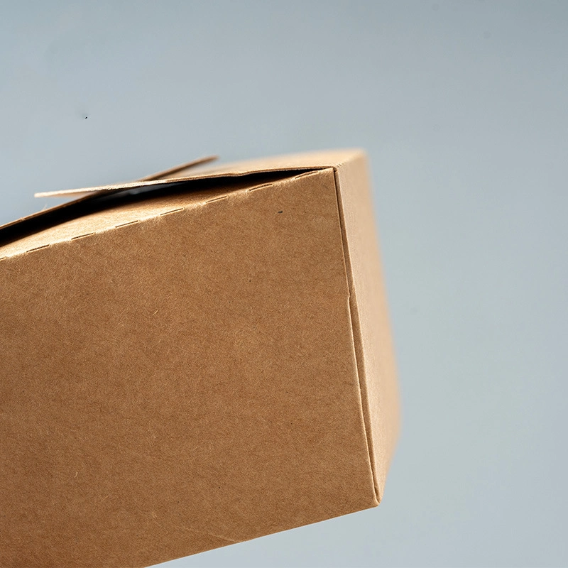 Caixa De Papel De Alimento Disposable Take Away Food Tray Paper Bag Kraft Food Packaging Paper Salad Bowl Lunch Box