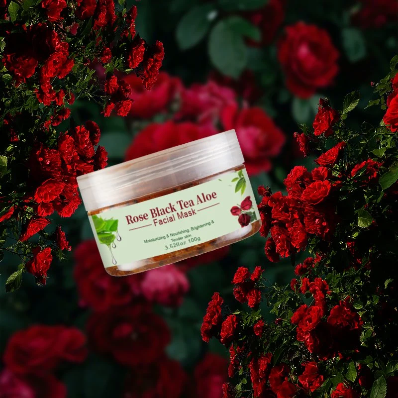 OEM/ODM Rose Black Tea Aloe Cleanser Hydrating Mud Facial Mask Tender Skin