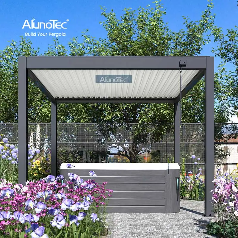 AlunoTec leicht zu montieren Regenschutzgitter Dach Balkon Markise Pavillon Vordach Aluminium Motorisierte Pergola