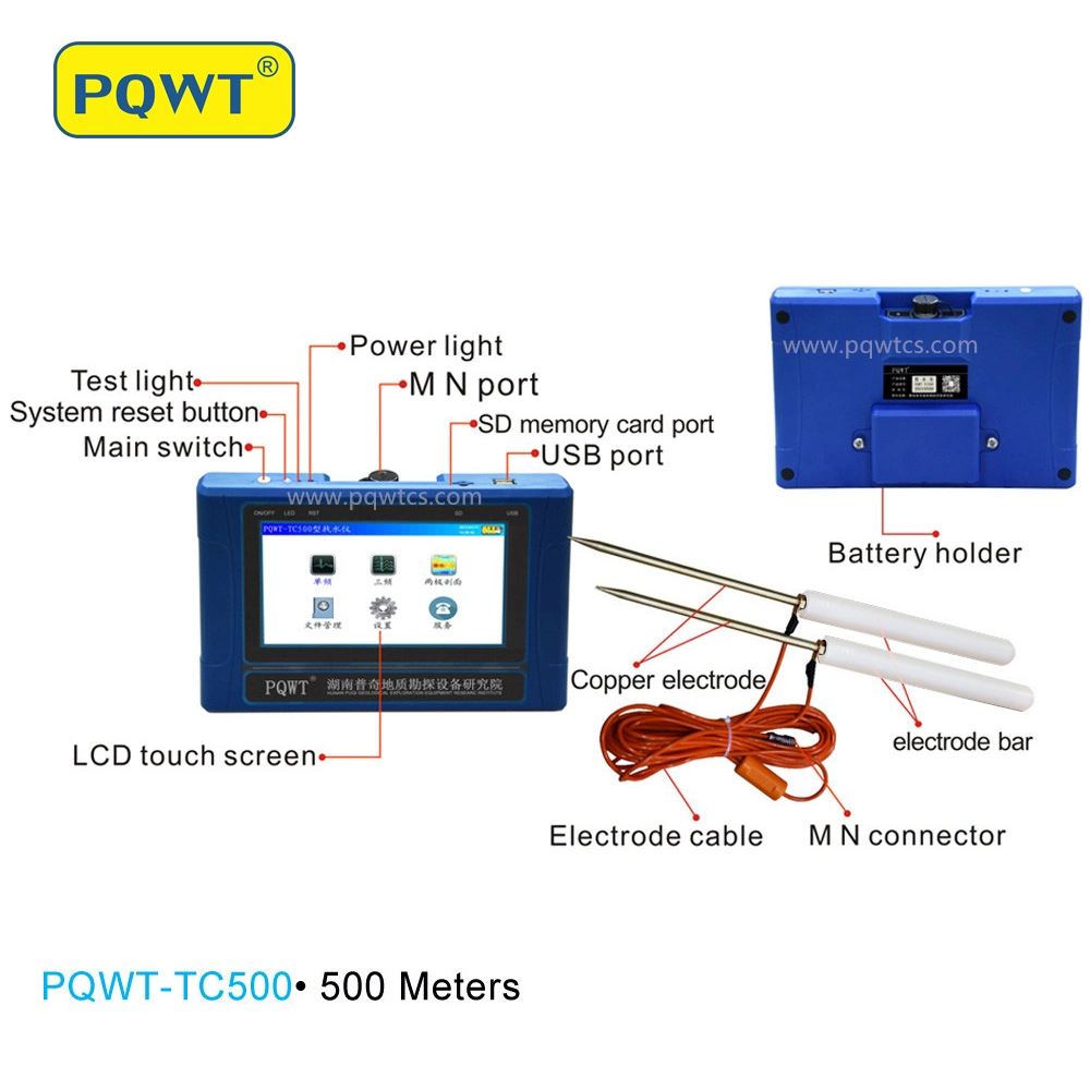 Alta sensibilidad fácil operar Buscador agua Pqwt-Tc500 Detector de masa