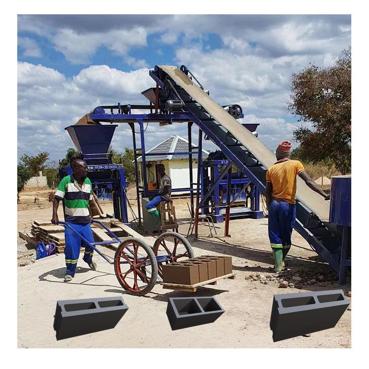 Qtj4-35 máquina de ladrillo de bloque de hormigón comprimido Cemento semiautomático Máquina de ladrillo