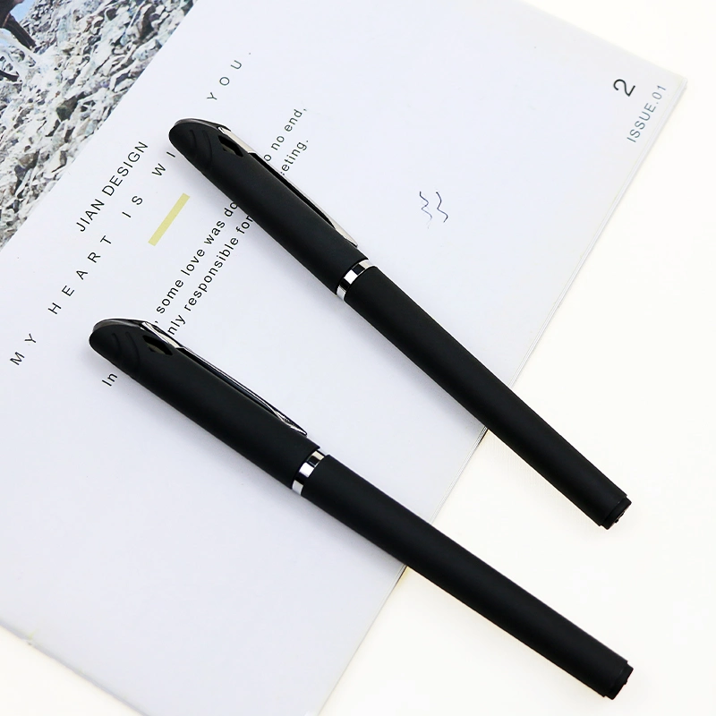 Promotional Customized Pen Black Gel Pen Rubber Coated Pen 0.5mm