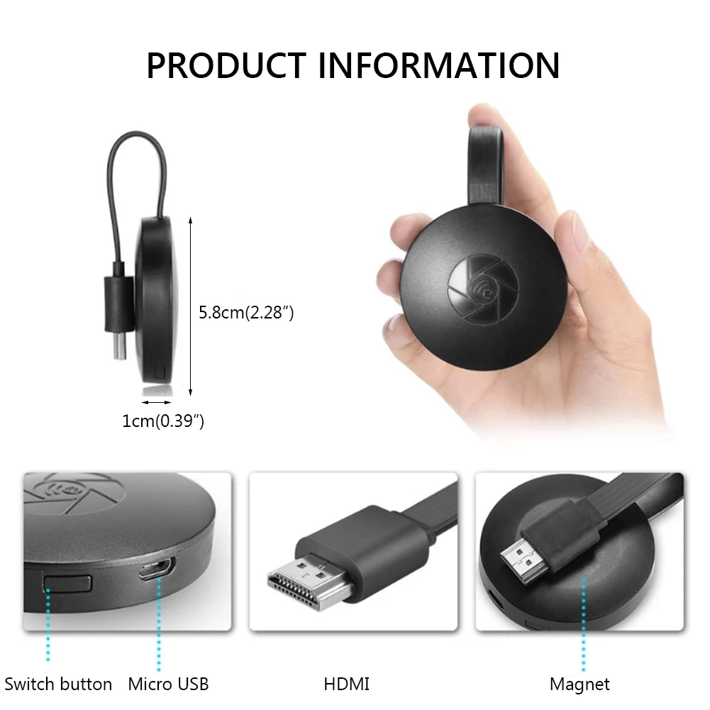 À la télévision 2.4G 4K de câble de mise en miroir WiFi sans fil Adaptateur compatible HDMI 1080p Affichage Dongle pour téléphone