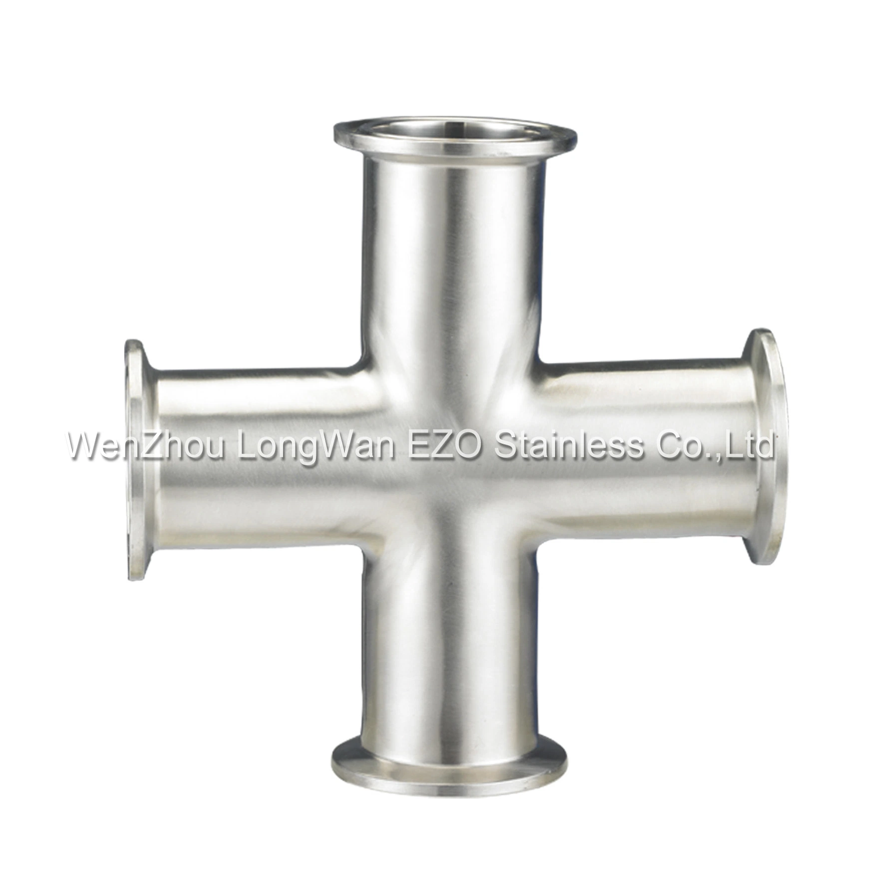 Stainless Steel Sanitary Cross with Two Outlet Clamped