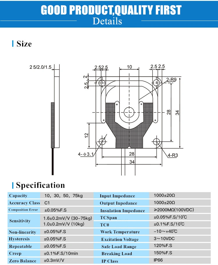 Hot Sales Full Bridge Structure Middle Through Hole Type Weighing Load Cell 10/30/50/75 Kg (GML670)