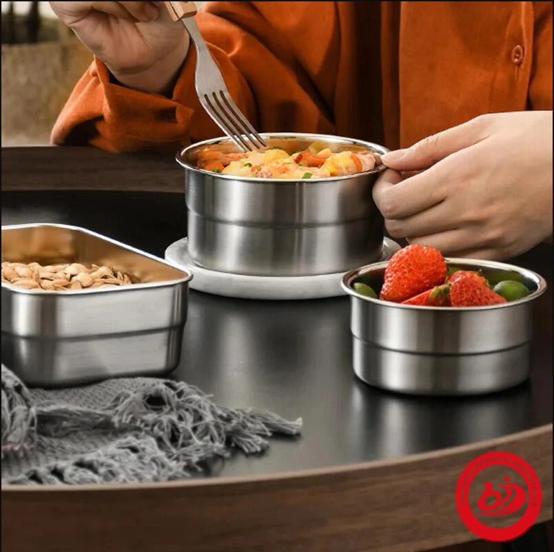 Wholesale/Supplier Stainless Steel 304 Orange Frozen Custom Storage Box with Silicone Lid