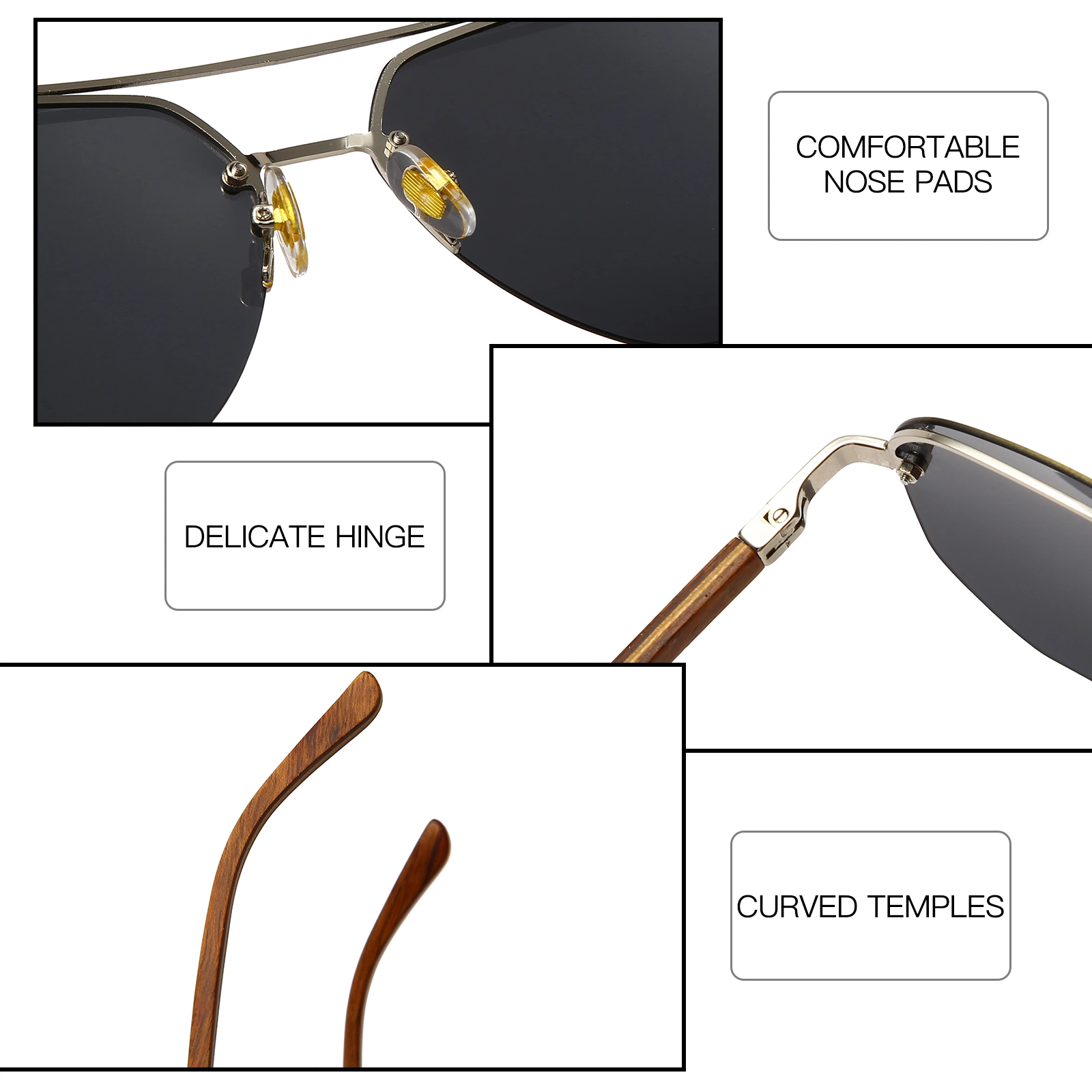 Óculos de sol personalizadas 2023 Óculos de moda de madeira e metal de alta qualidade anti-UV óculos de sol para Homens Mulheres óculos polarizados