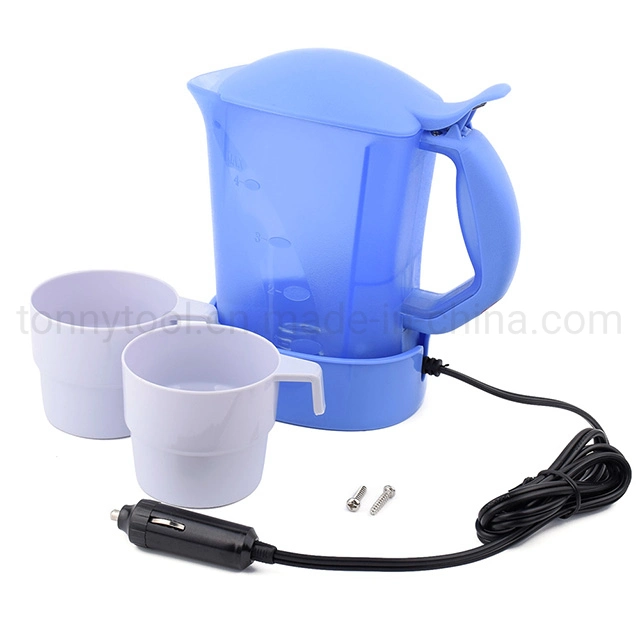 Mini Electric Travel Kettle, 700cc 12 Volt Kettle for Car with 2 Cups and a Mounting Tray
