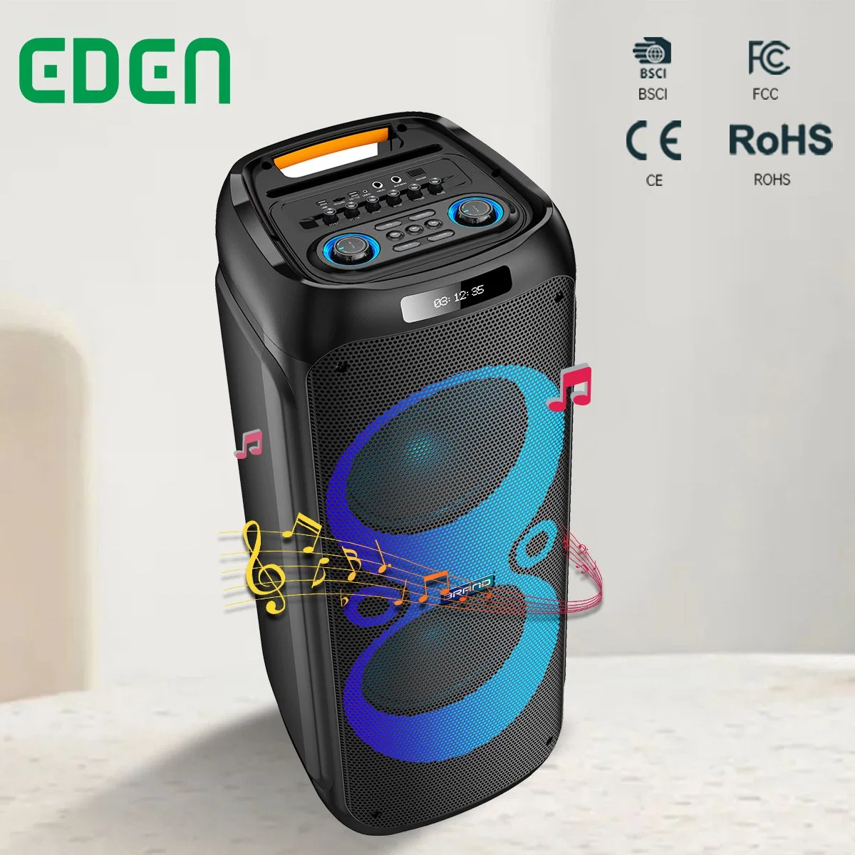 Comercio al por mayor grandes doble altavoz Bluetooth Altavoz inalámbrico de 12 pulgadas Guangzhou Eden Altavoz Fiesta electrónica