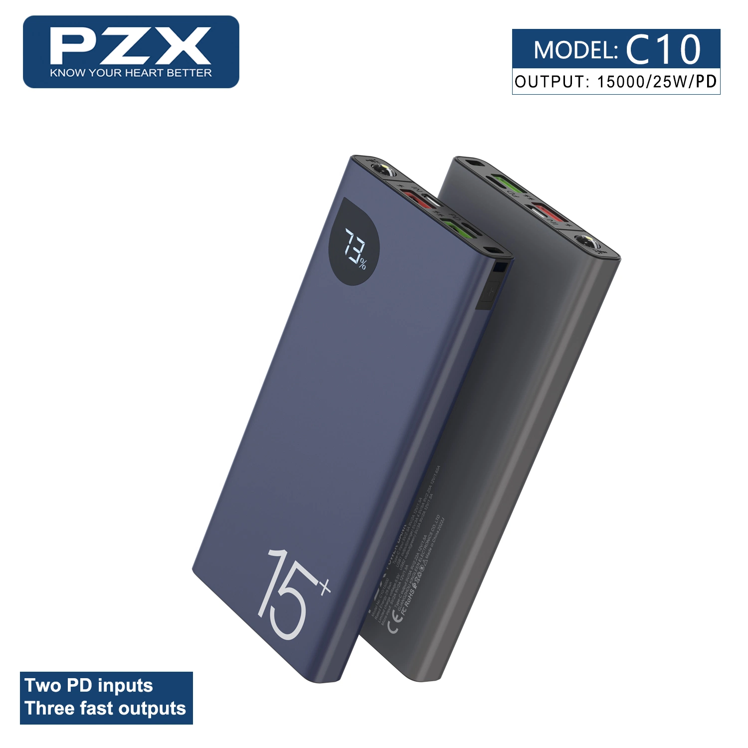 Ultra mince 15000 mAh PD 25W de charge rapide Alimentation mobile portable compact