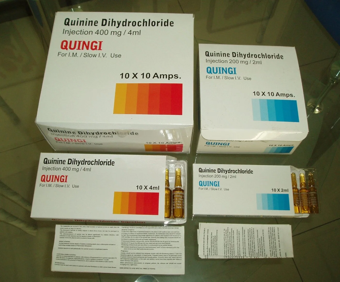 Quinine Dihydrochloride Injection 600mg/2ml 100 Ampoules/Box