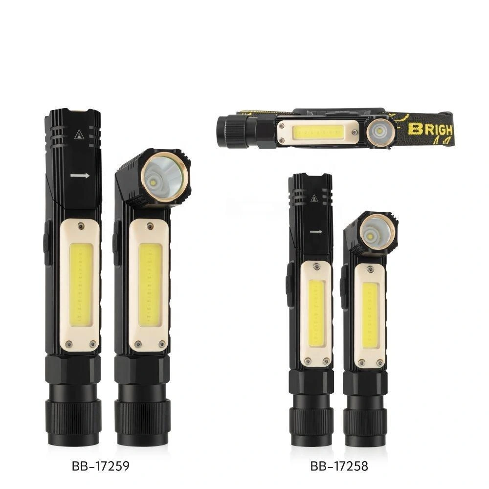 La luz de trabajo giratoria multifuncional USB ajustable magnético de la luz de linterna linterna recargable