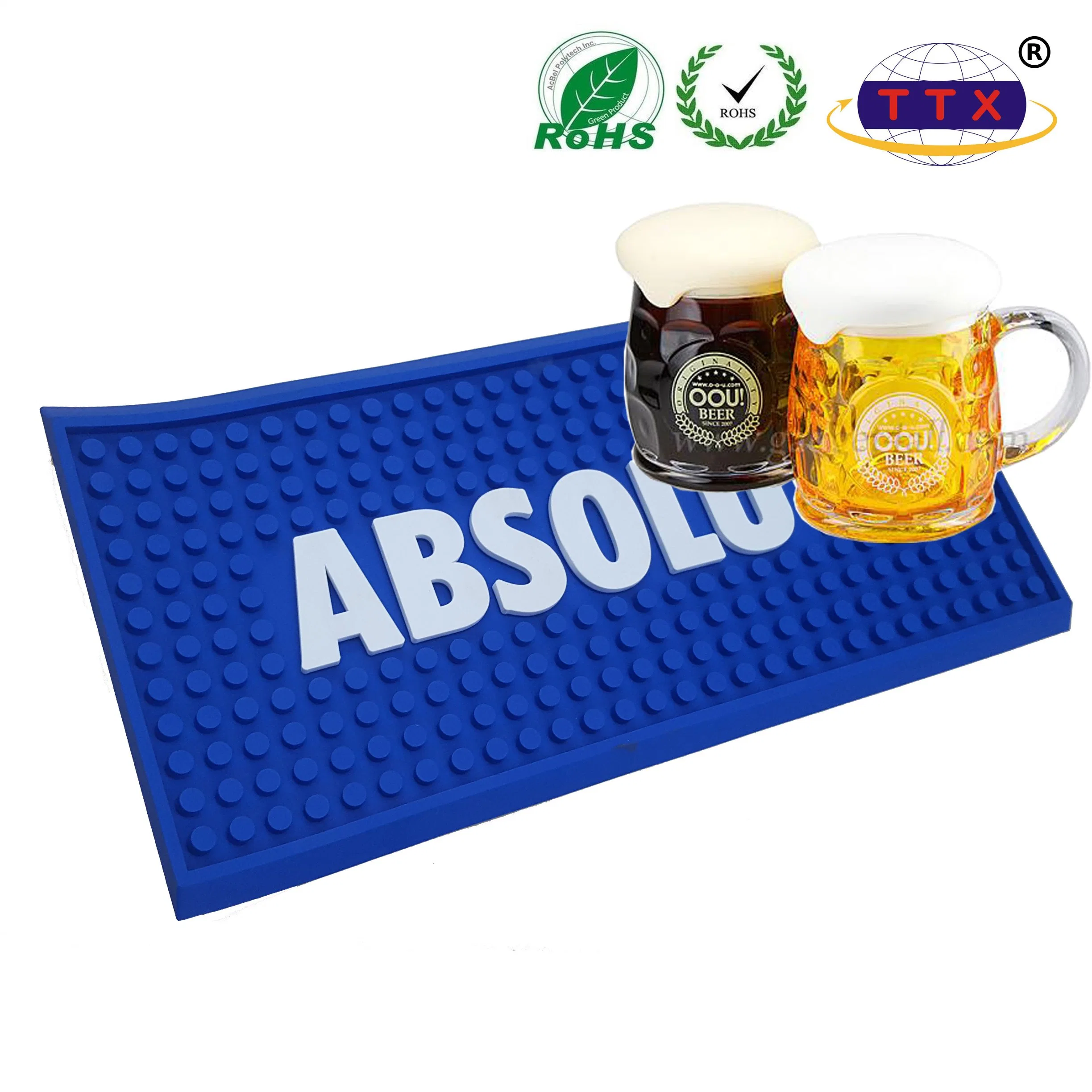 Customized Embossing Logo Soft Flexible PVC Bar Mat Non Slip Easy Clean Bar Drip Drain Mat