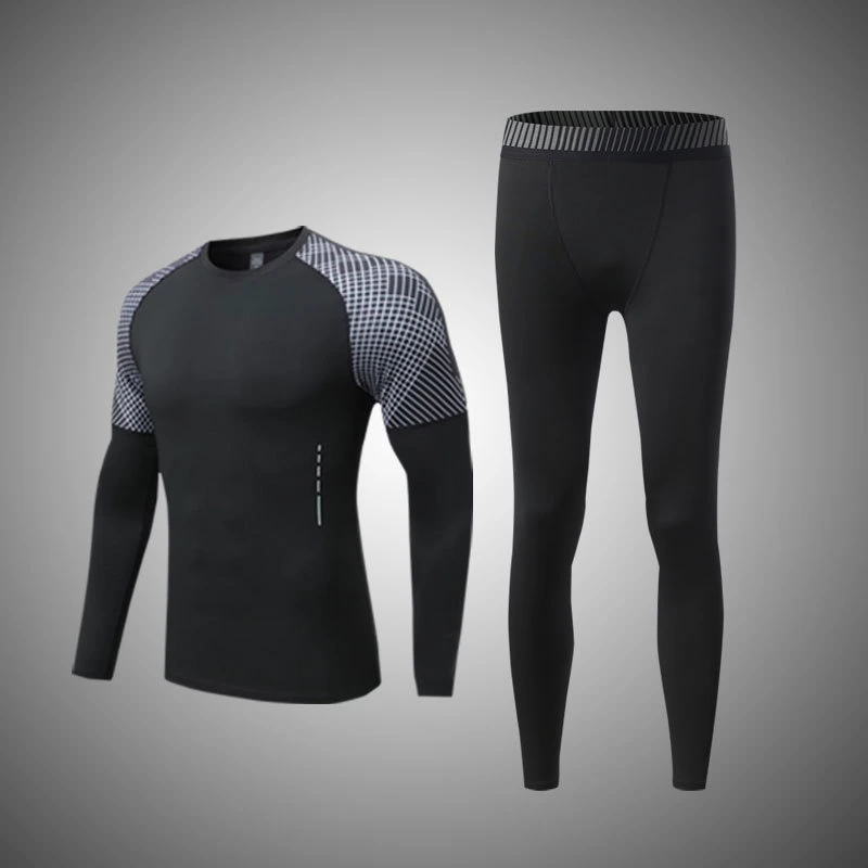 Men's Sports Wear Athletic Gym Wear Polyester Fabric Long Sleeve Compression Shirt