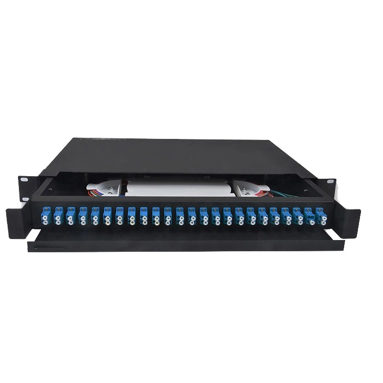 19 Inch 12 Core 24 Core ODF FTTH OEM/ ODM Fiber Optic Distribution Box 1u Rack LC/Upc Fiber Closure Terminal Box