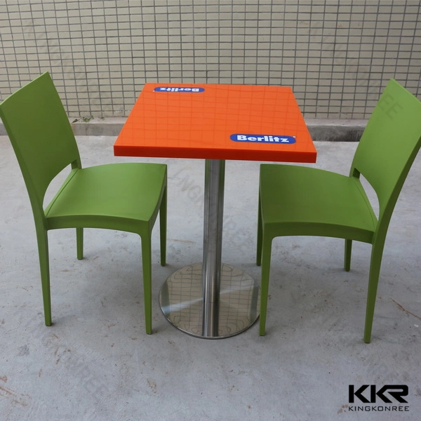 2 Seater Restaurant Furniture Square Solid Surface Dining Table