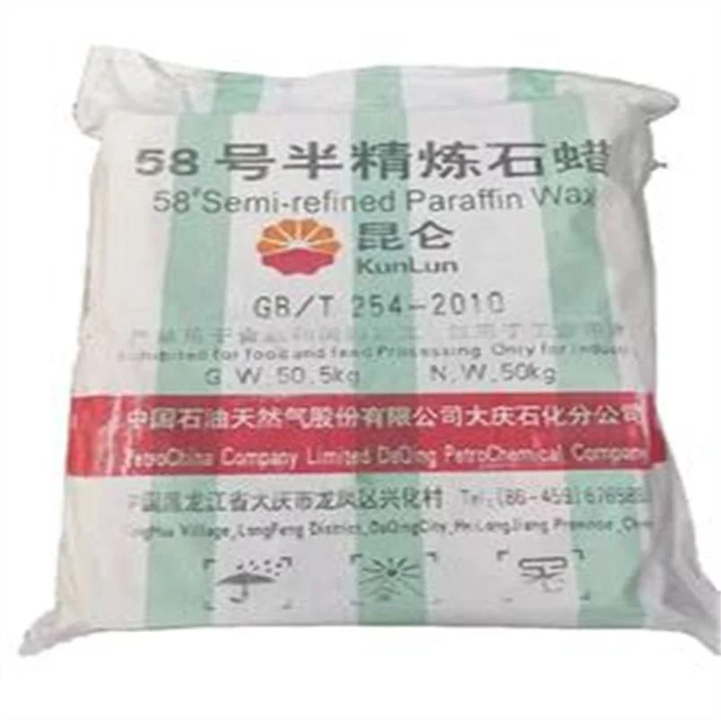 Kunlun Brand Melting Point 52/54/56/58/60 Crude Paraffin Wax for Matches, Fiberboard, Canvas