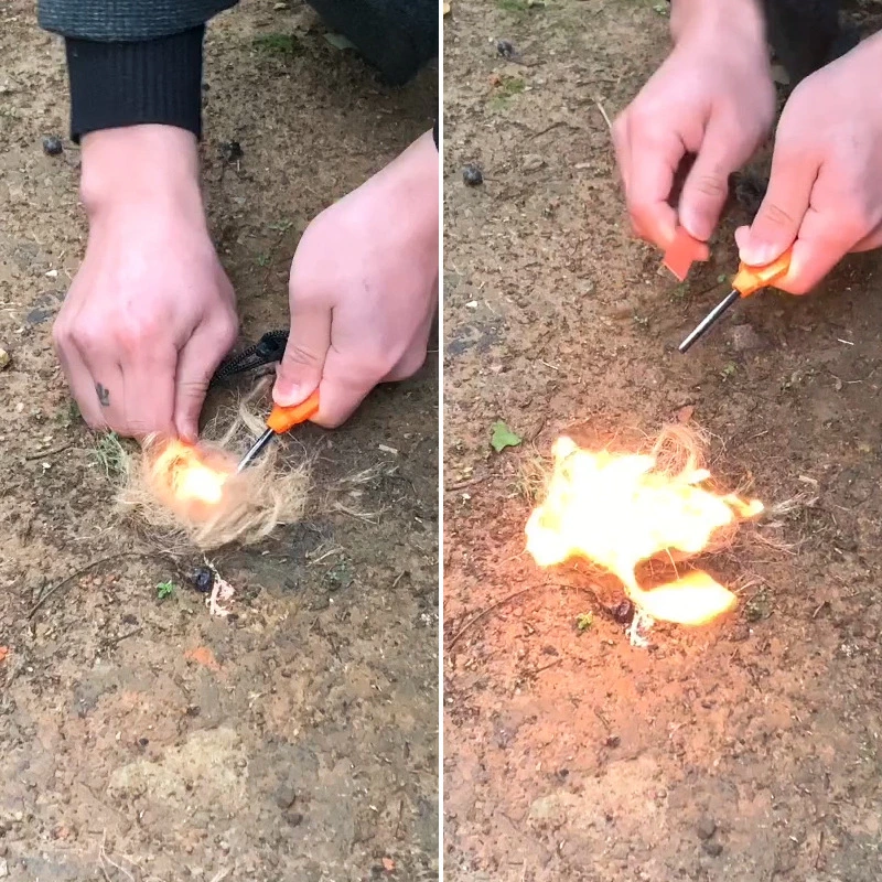 La supervivencia al aire libre de Plástico de ingeniería herramientas multifuncionales Fire Starter Magnesio Fire Stick encendedor de piedra Ferrocerium Rod Kit