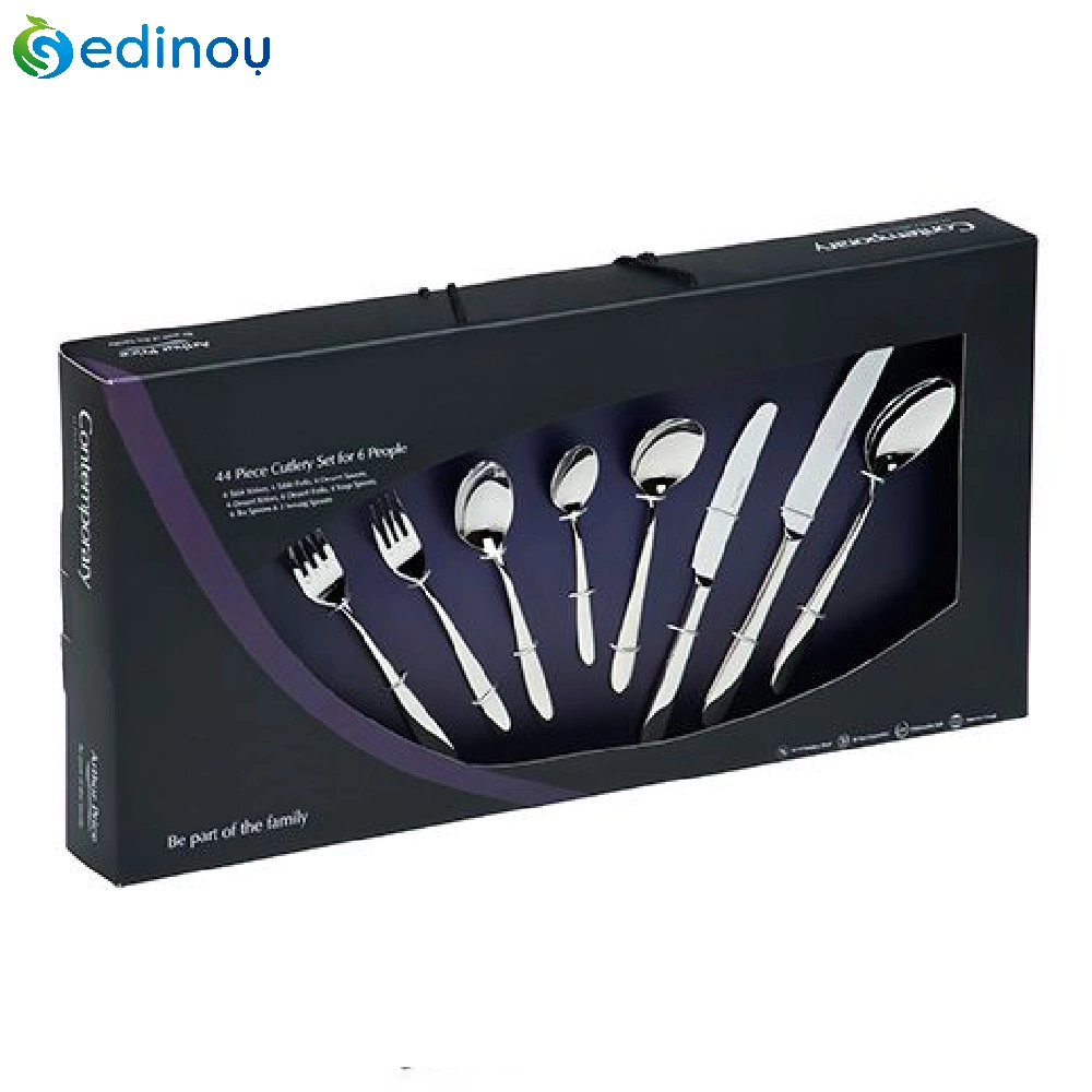 Tableware Transparent PVC Window-Opening Box Black Paper Drawer Box Spoons Packaging Box for Spoons/Chopsticks/Knife/Fork