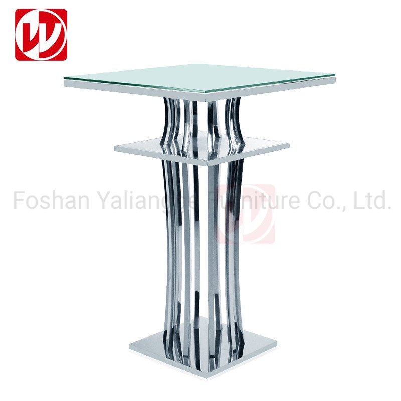 High quality/High cost performance Mirror Sliver Stainless Steel Event High Bar Table Wedding Party Cocktail Table