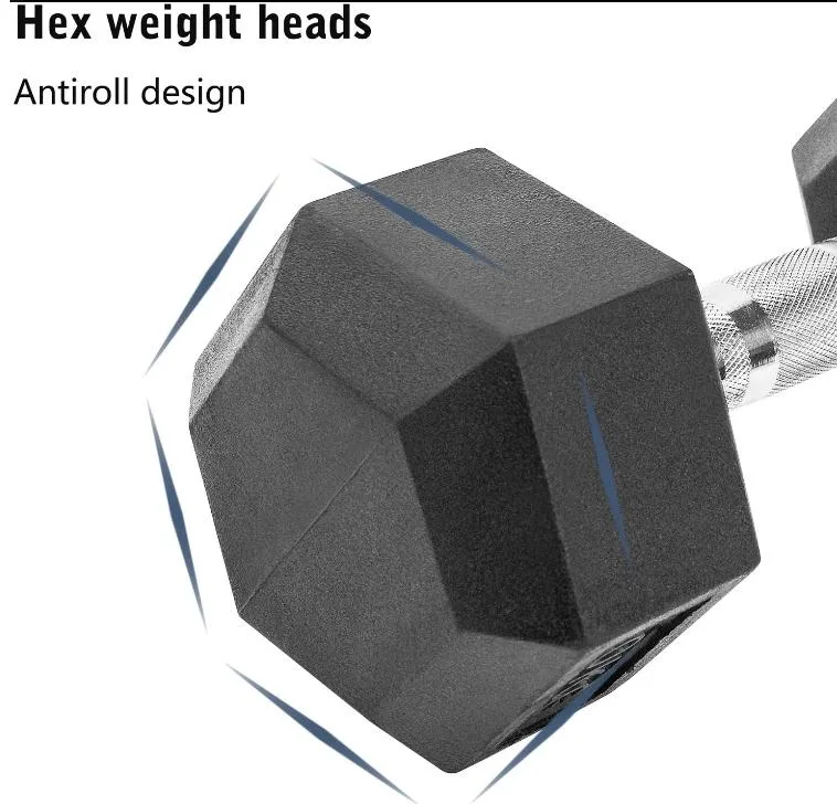 Wholesale/Supplier Power Training Hex Dumbbell Weight Lifting Rubber Coated Power Training Sport Lifting Gym Equipment Fitness Dumbbell