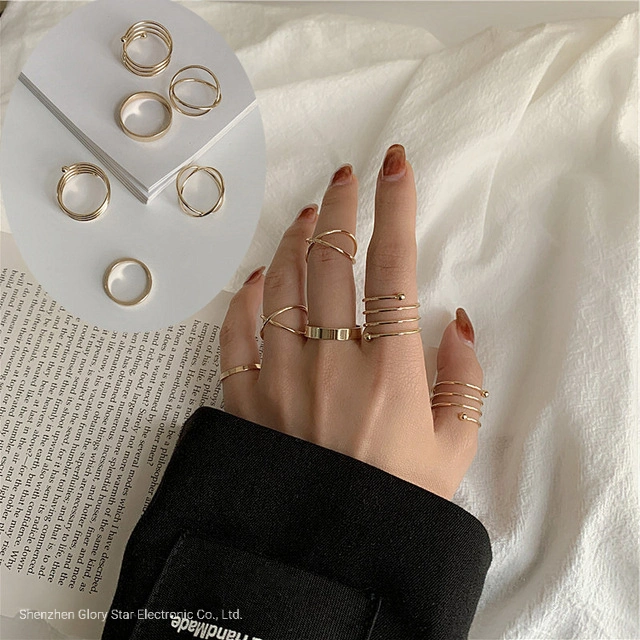 Hot Sale 6PCS/Set Fashion Finger Rings Stainless Steel Jewelry