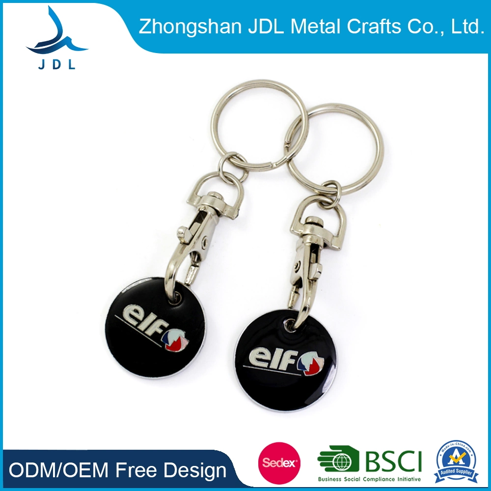 Personalized Soft Trolley Enamel Caddy Shopping Holder Metal Keyring Customed Design Metal Supermarket Token Coin Keyring