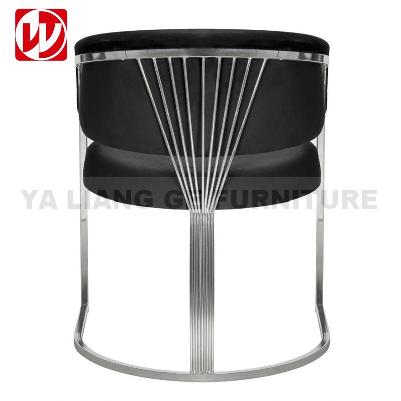 Novo design Home Furniture Silver Frame Black Velvet Aço inoxidável Cadeira de jantar