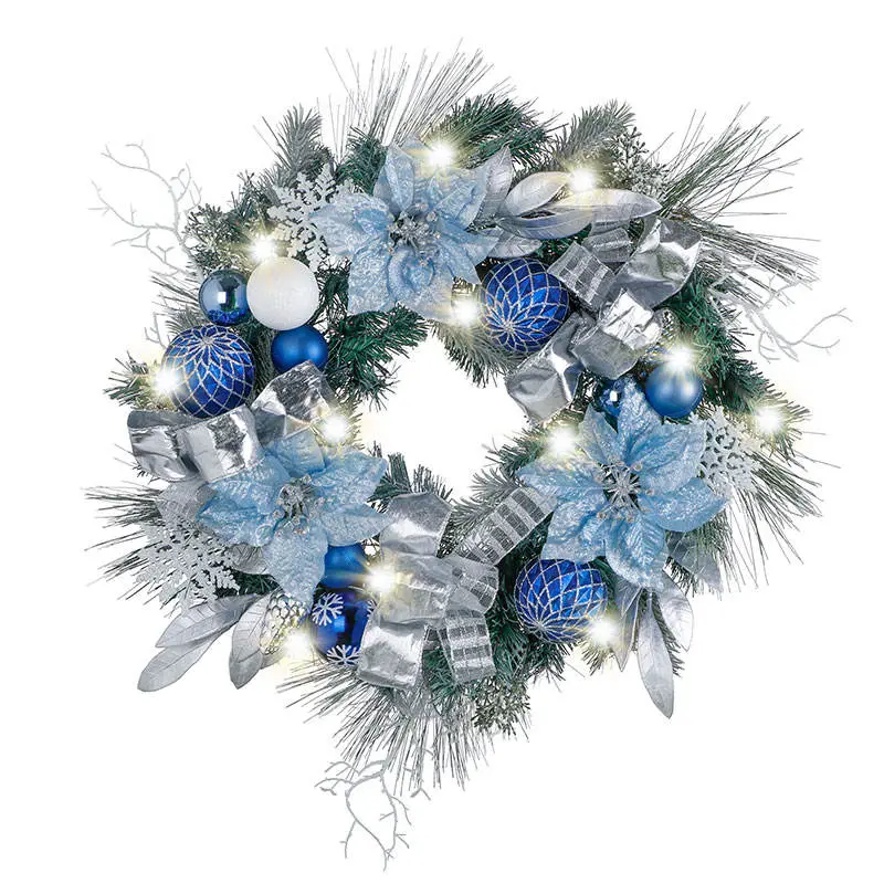 Kranz Custom Ball Ornaments Blau Silber Blume Weihnachten Girlande