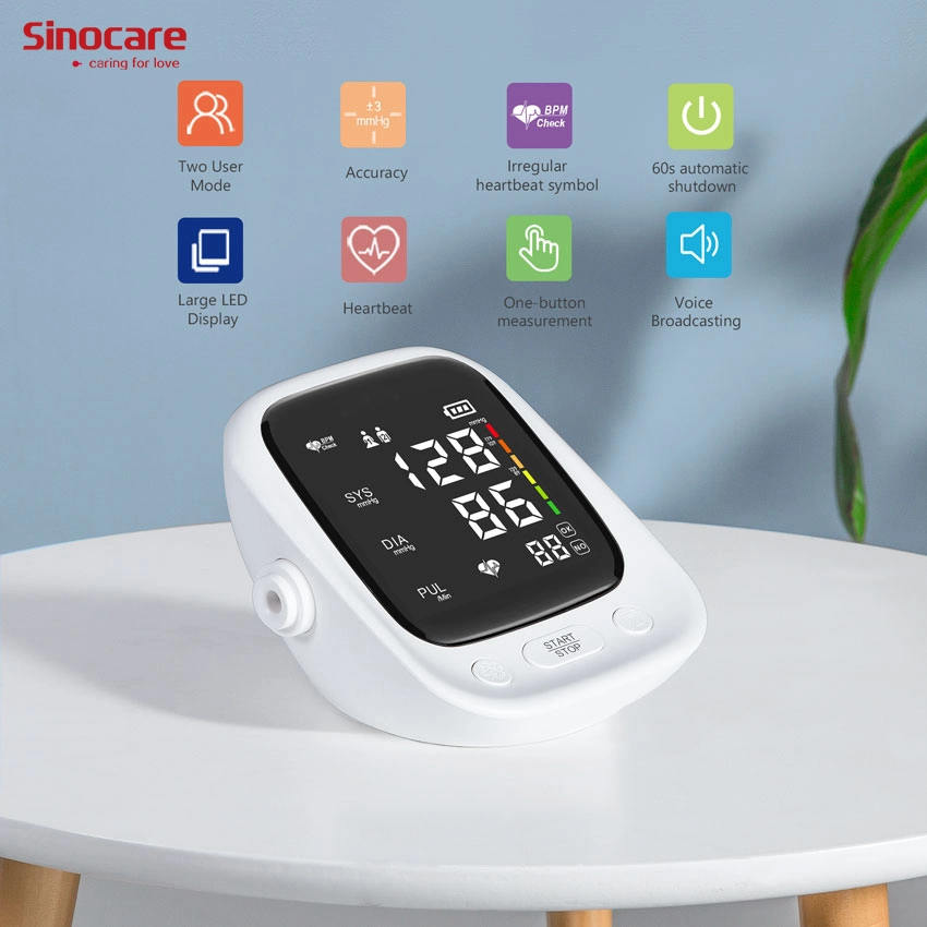 Sinocare Top Quality Hospital Blood Pressure Monitor Arm Type Heart Rate Digital Blood Pressure Monitor Apparatus