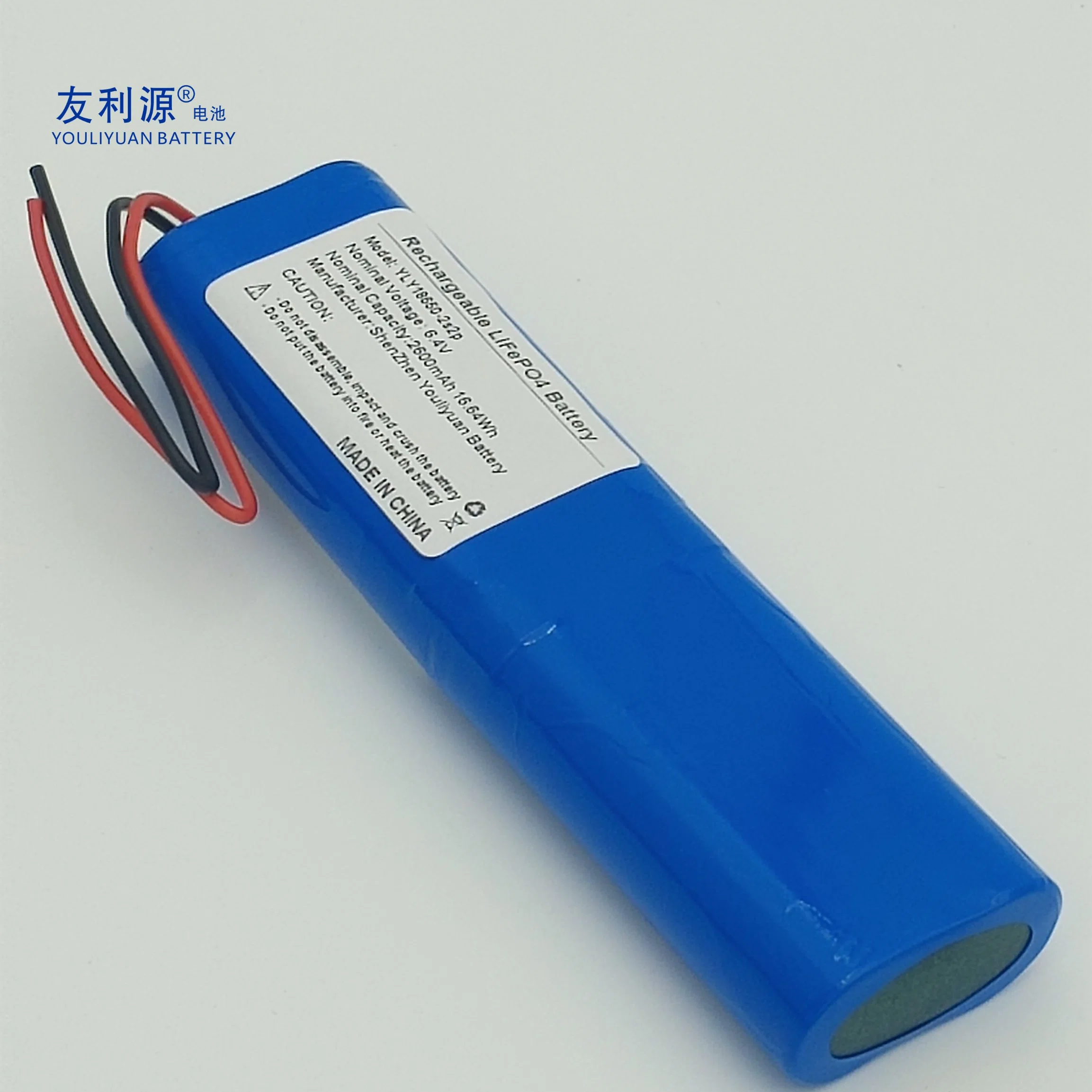 18650 Cell 2s2p 6.4V 2600mAh LiFePO4 Battery with BMS for Lamp Walkie-Talkie Cordless Tools