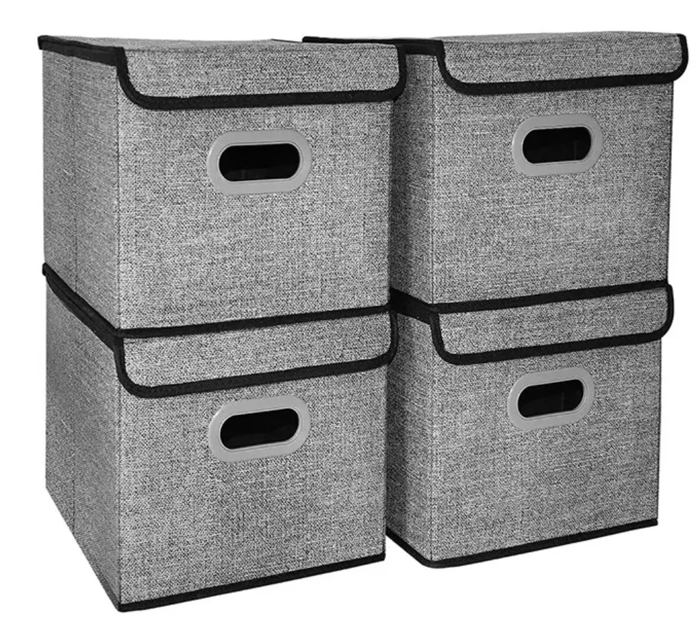 Set of 4 Foldable Stackable Bins Organization Box Storage Organizer